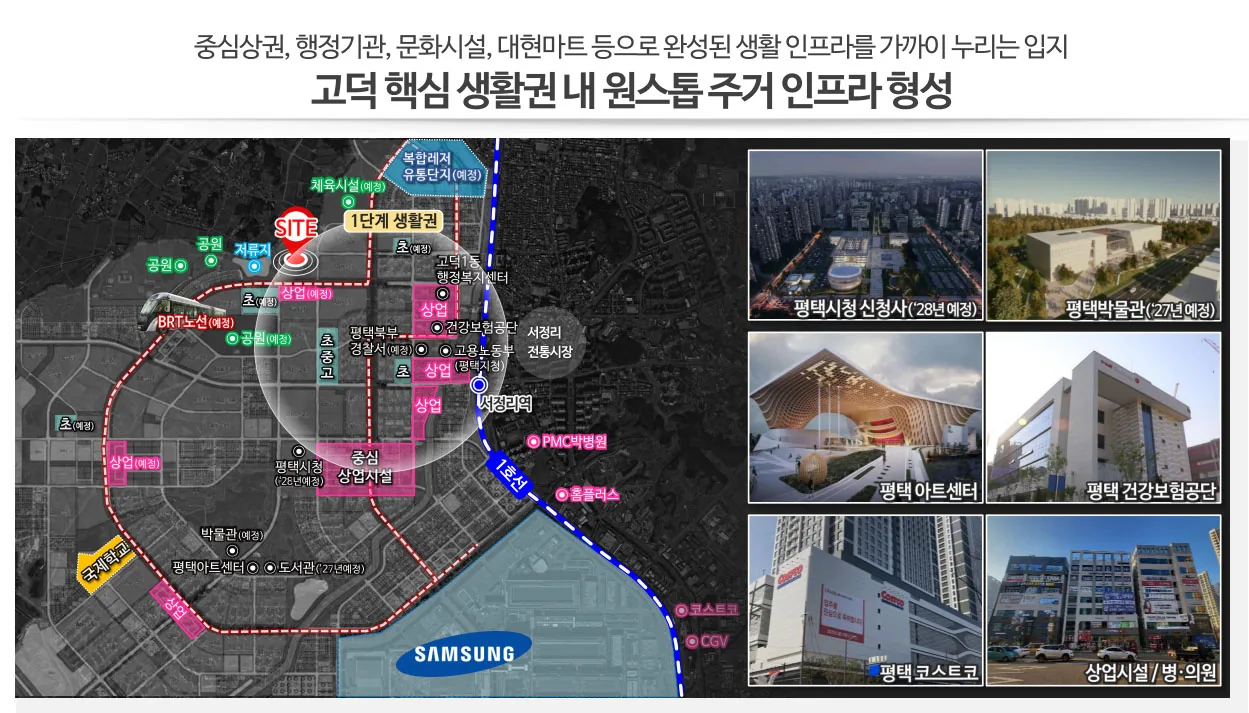 고덕 핵심생활권 원스톱 인프라 지도